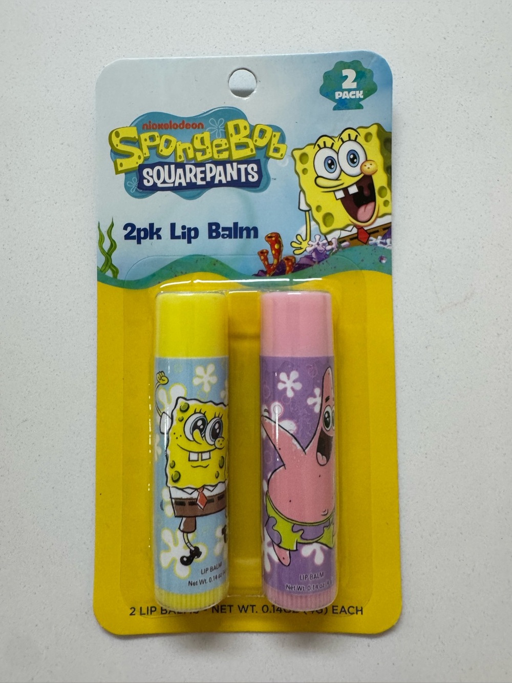 SpongeBob SquarePants Patrick 2-Pack Lip Balm - Yellow & Pink 2pcs